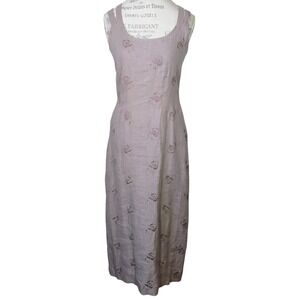 Christy Allen Linen‎ Maxi Dress Size Medium Mauve Dusty Rose Cottagecore 90s